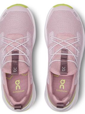 On Running Kids Cloudleap Pink Sneakers with Lime Accents